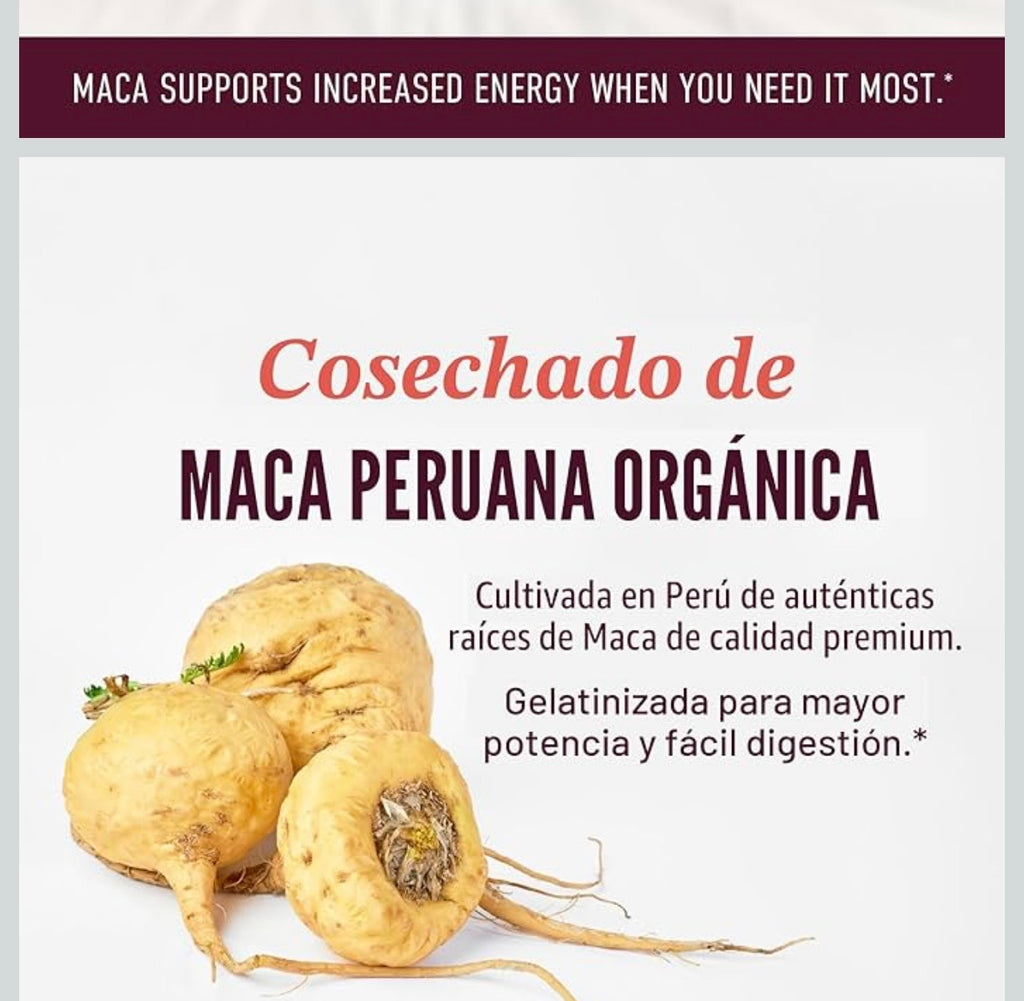 Cápsulas de raíz de maca orgánica para mujeres | Maca peruana 2250 mg extra fuerte | Polvo de raíz roja, negra y amarilla con pimienta negra | Suplemento de hierbas para apoyar el equilibrio